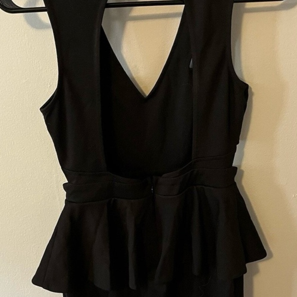 Sparkle & Fade Black Sleeveless Peplum Midi Dress